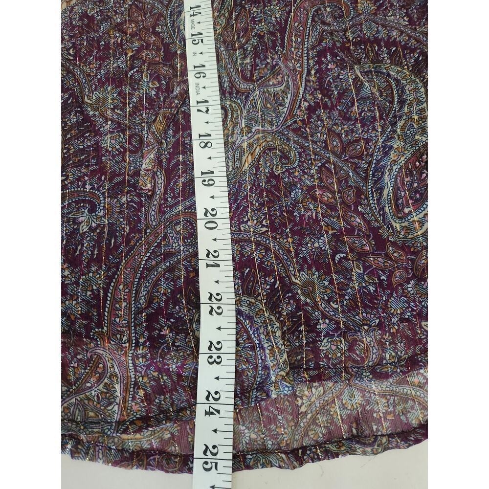 BOG Collective Band of Gypsies sheer ruffle sleeve shirt sz L Paisley metallic - Picture 9 of 9